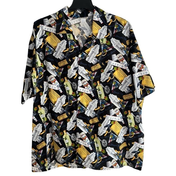 VTG Matt Rider Martini Shirt Men's XXL Button Up Short Sleeve Vodka Made In USA - Picture 12 of 13